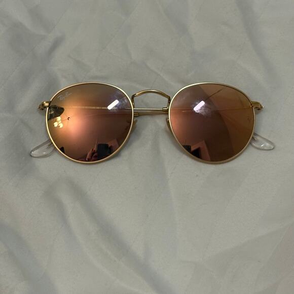 Ray-Ban RB3447 Round Metal Sunglasses 112/Z2 Pink Gold Flash Mirror 50-21 Italy main image 4
